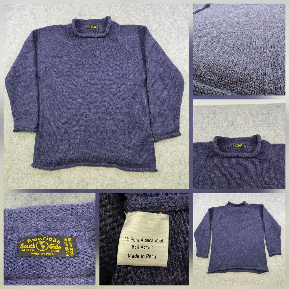 American South Side Sweater Womens Large? Purple Alpaca Roll Neck Pullover